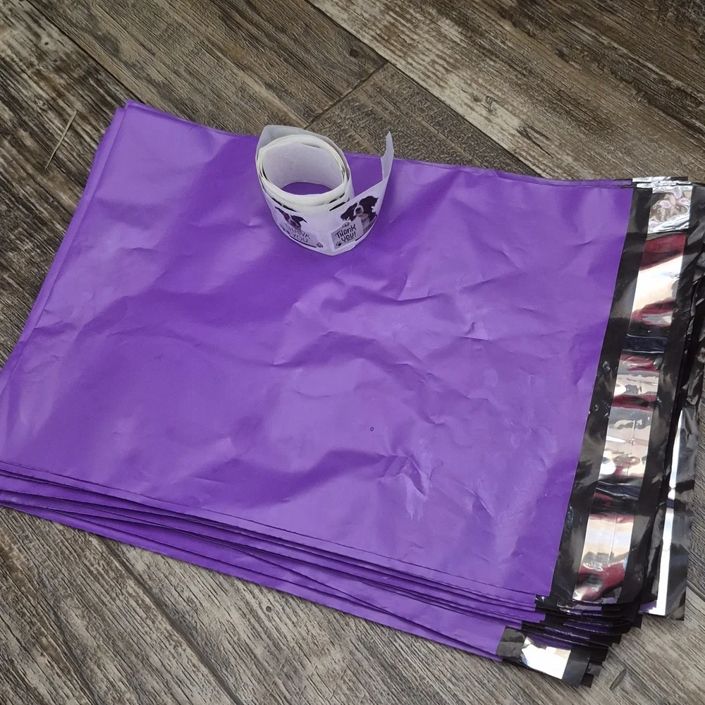 Poly Mailers & Thank You Stickers Set Purple Mailers Dog Stickers 10x12